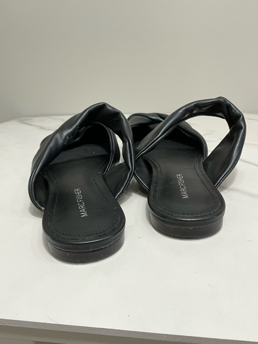 MARC FISHER Satera Black Twisted Leather Pointed Toe Mule Slides Size 8.5 - Picture 5 of 6